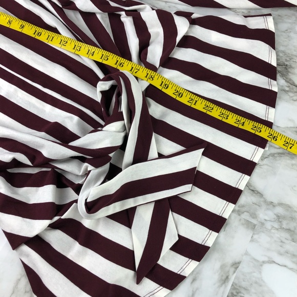 Jodifl Red Striped Bell Sleeve Tie Peplum Blouse - Picture 8 of 8